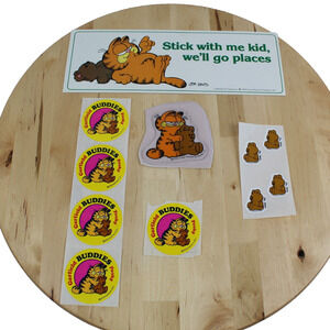 Garfield Sticker Vintage Sheet LOT 11 Cat Pooky Bear Puffy Bumper Sticker 1980s